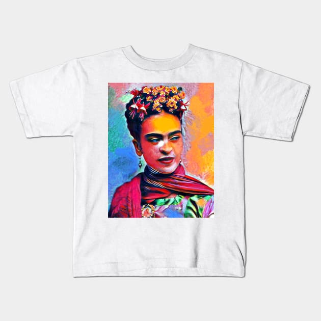 Frida Kahlo Kids T-Shirt by Sanzida Design